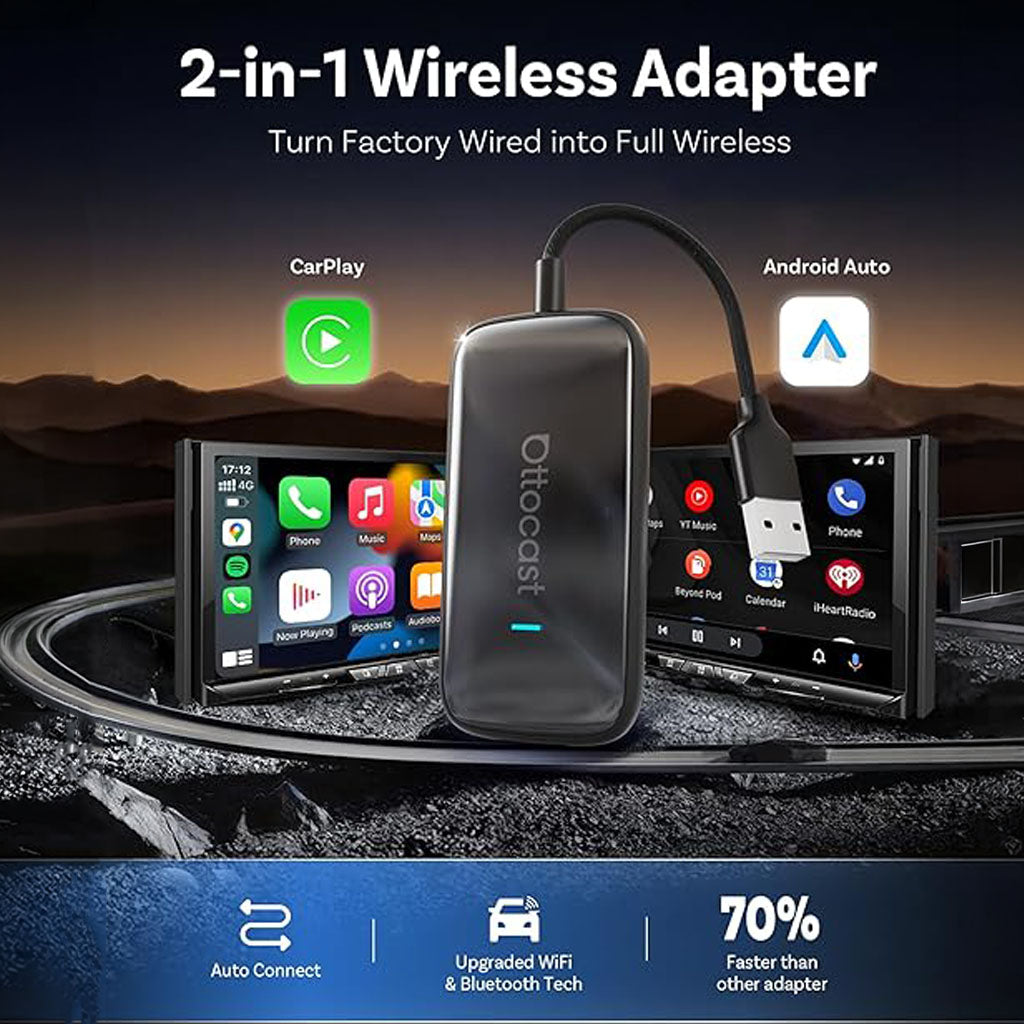 Play2Video Ultra Wireless CarPlay & Android Auto Adapter with Netflix, YouTube, Spotify, Prime Video, IPTV, Android 12 & Dual Wi-Fi 6 by OTTOCAST