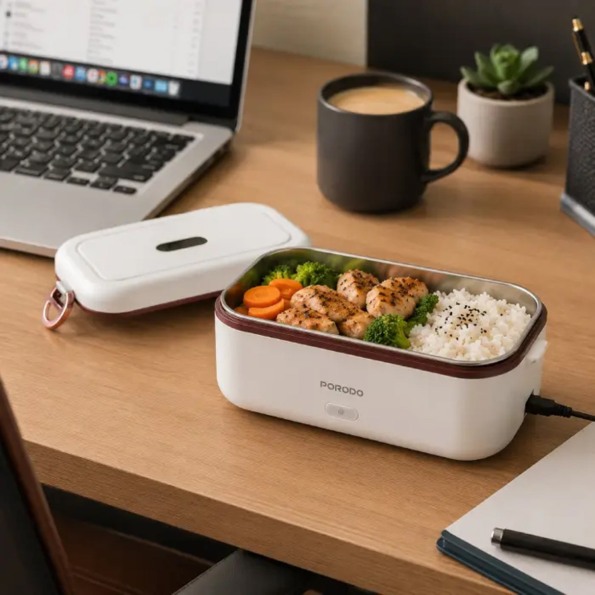 Dual Mode Electric Lunch Box 900ml 45W, Portable Food Warmer LunchMate by Porodo