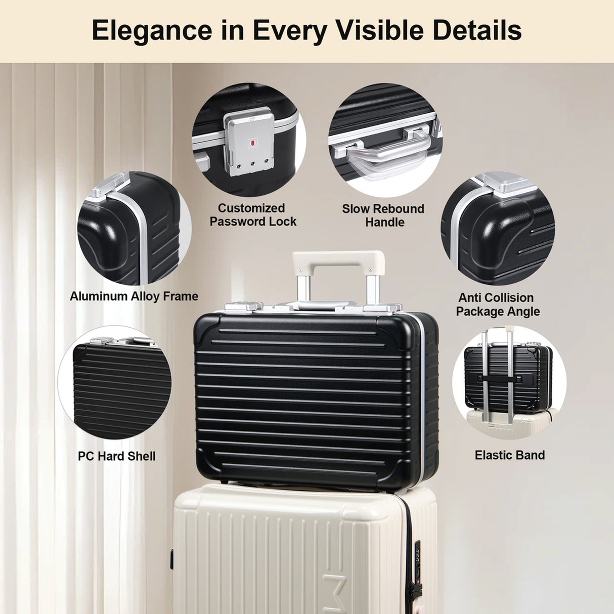 Portable Makeup Case with Detachable LED Mirror and Multiple Storage Compartments by Porodo