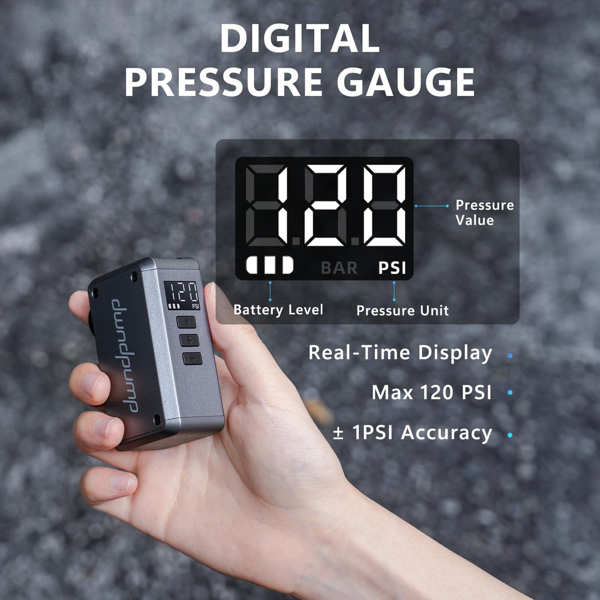 Mini Electric Bike Pump 120 PSI, Fast-Inflating Bicycle Air Compressor by dwndpump