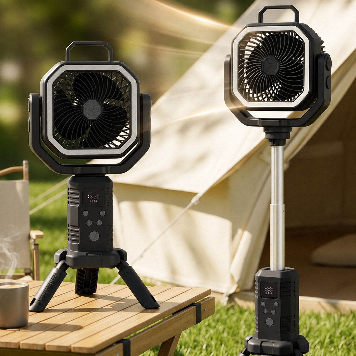 F-30P Multifunction Outdoor Camping Fan with LED Light, Remote Control, Telescopic Tripod Stand & 20000mAh Rechargeable Power Bank