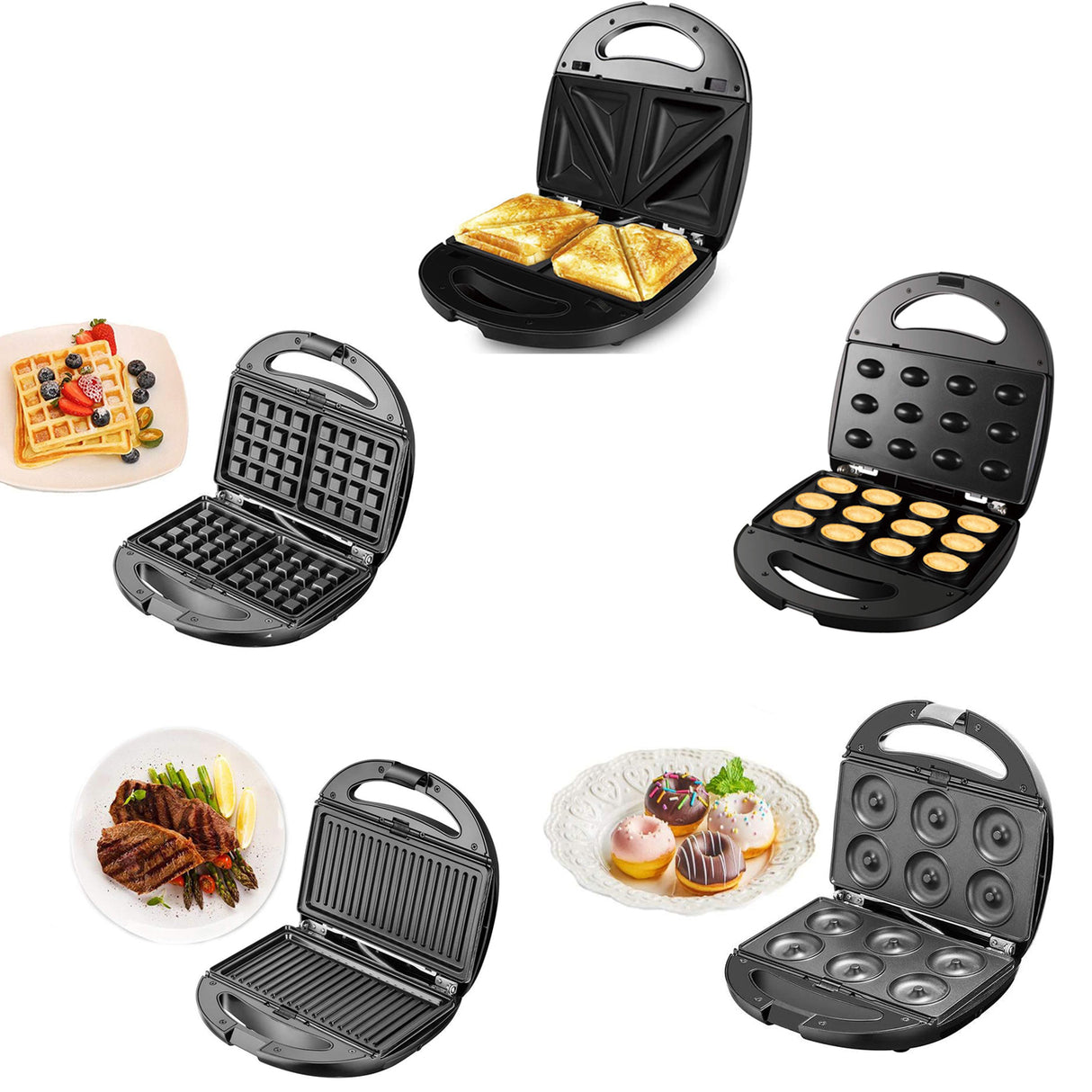 5-in-1 Electric Sandwich & Waffle Maker ST-9396 with Removable Nonstick Plates by Winning Star | Toaster | SASKA Trading
