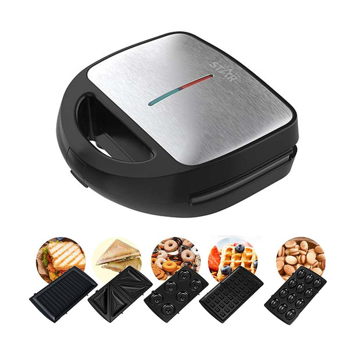 5-in-1 Electric Sandwich & Waffle Maker ST-9396 with Removable Nonstick Plates by Winning Star | Toaster | SASKA Trading
