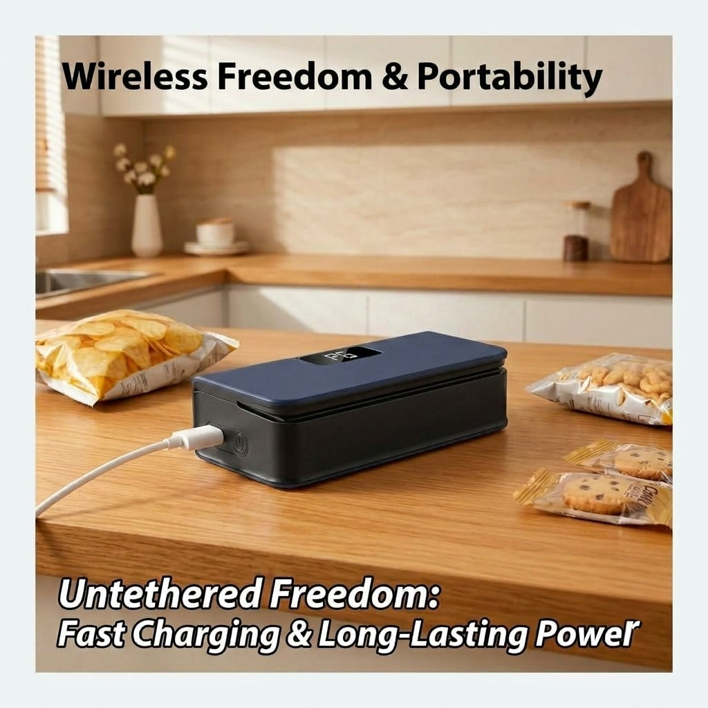 جهاز لحام أكياس صغير 2 في 1 مع قاطع حراري، قابل لإعادة الشحن عبر USB-C، لإعادة إغلاق أكياس الطعام، مع 6 مستويات حرارة وشاشة LED