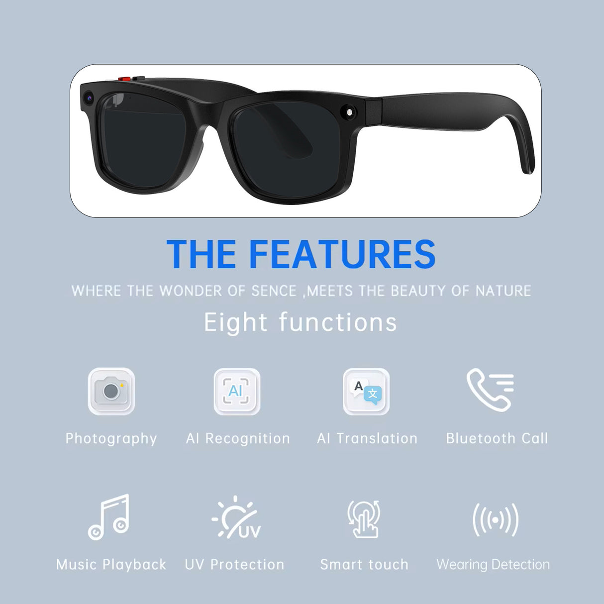 S2 Max AI Smart Glasses with HD Camera, Real-Time Translation, Bluetooth Audio & AI Voice Assistant – Multi Functional Smart Wearable Glasses by AiMB