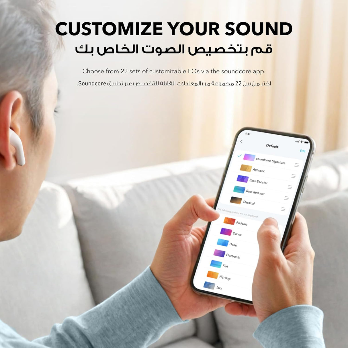 سماعات أذن لاسلكية K20i – تشغيل حتى 36 ساعة، مكالمات واضحة بتقنية الذكاء الاصطناعي، مقاومة للماء IPX5 من Soundcore by Anker