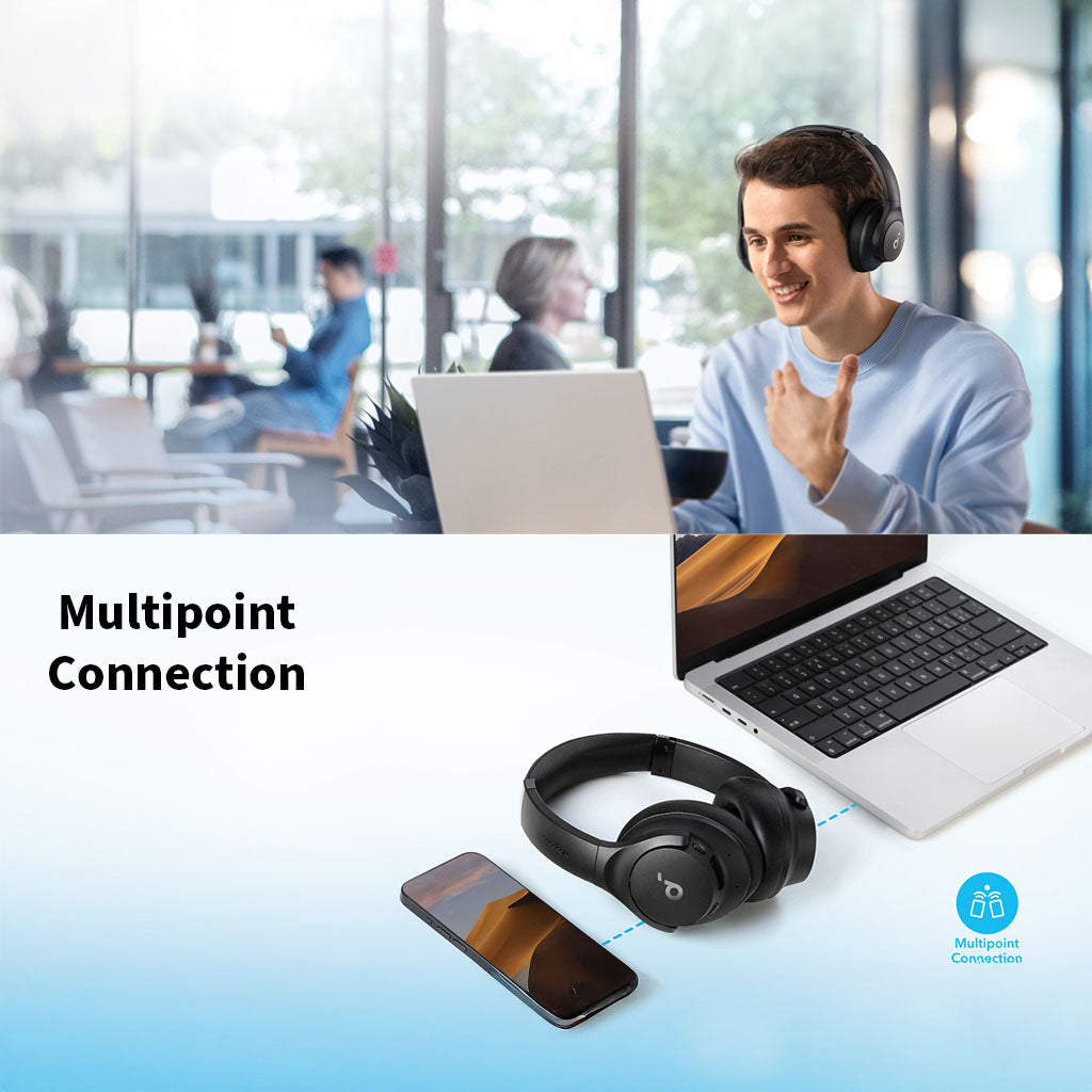 Q20i Hybrid Active Noise Cancelling Bluetooth Over-Ear Headset with 40H Playtime - Soundcore by Anker