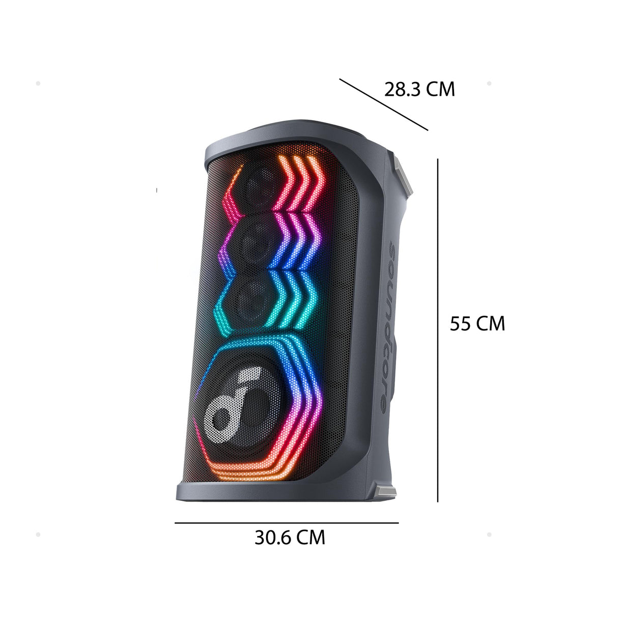 سماعة حفلات بلوتوث لاسلكية Rave 3S مع صوت 200 واط مع 2 ميكروفون كاريوكي وإضاءة LED من Soundcore by Anker