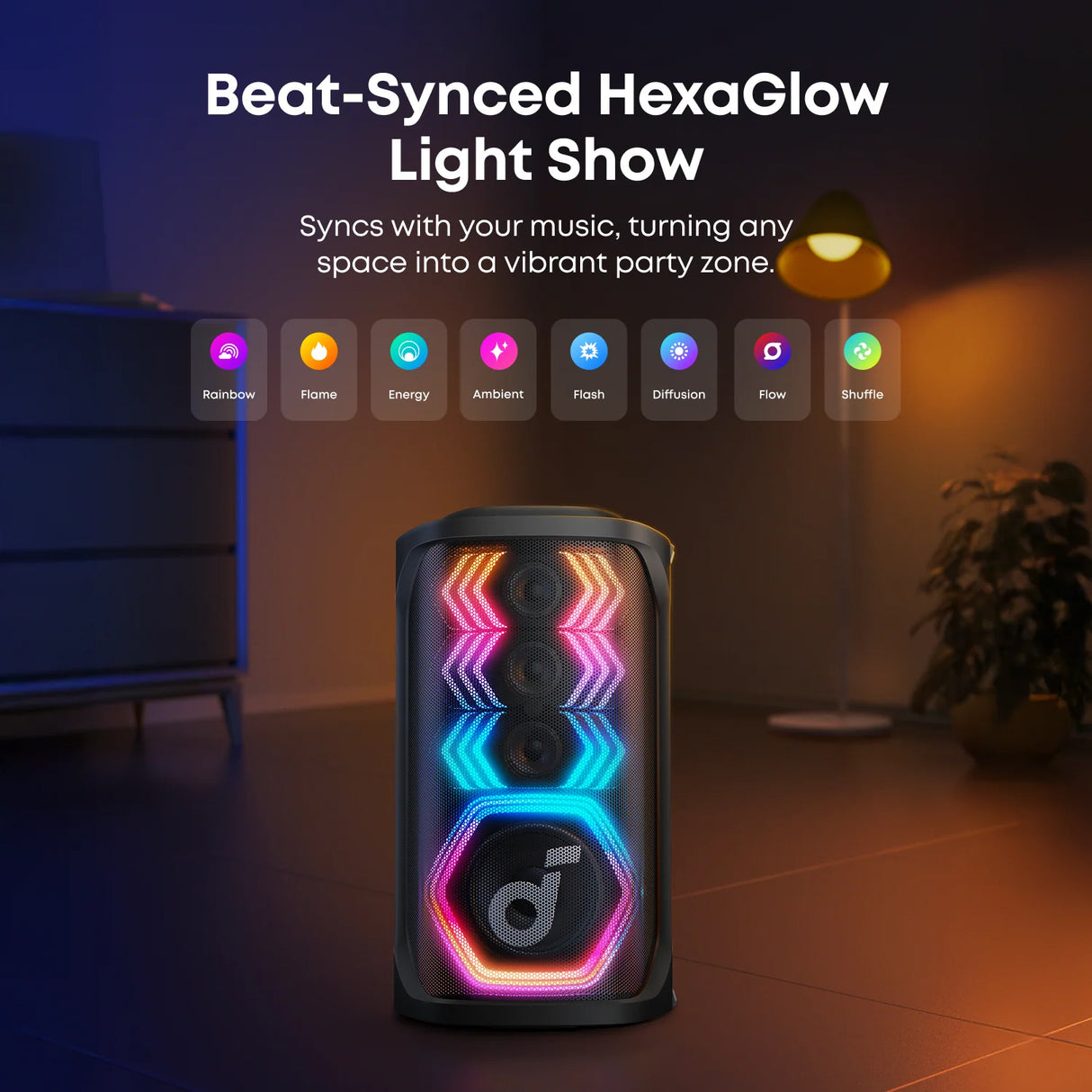 سماعة حفلات بلوتوث لاسلكية Rave 3S مع صوت 200 واط مع 2 ميكروفون كاريوكي وإضاءة LED من Soundcore by Anker