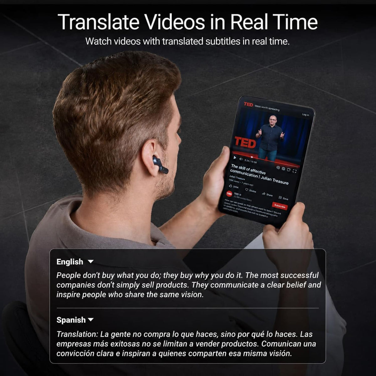 W4 Plus AI Real-Time Translation Earbuds with Bone Conduction by Timekettle, 52 Languages, 106 Accents, 13 Offline Language Packs, Two-Way Call & Video Translation