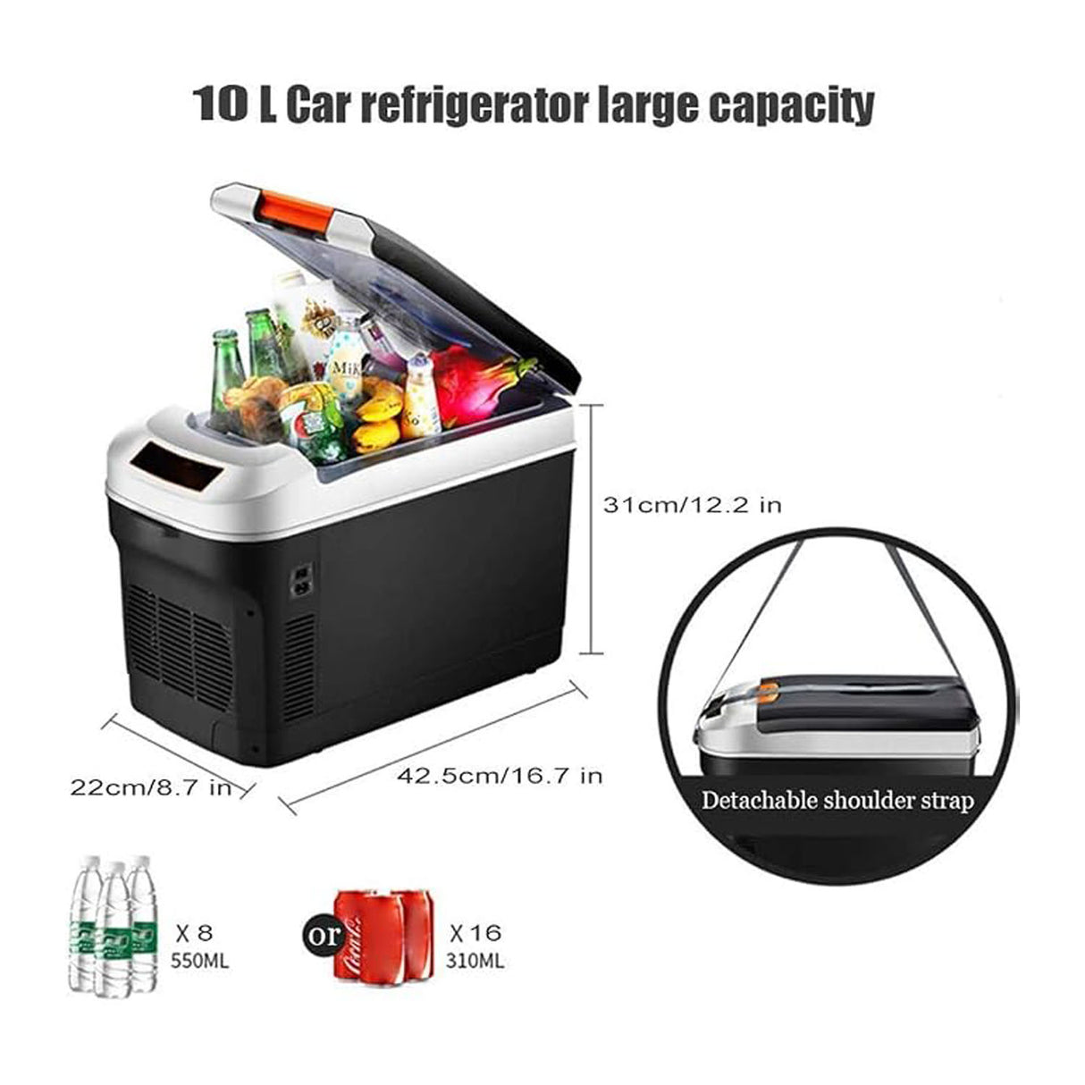 10L Portable Electric Cooler & Warmer Box AC/DC Mini Fridge for Car, Home, Camping & Travel