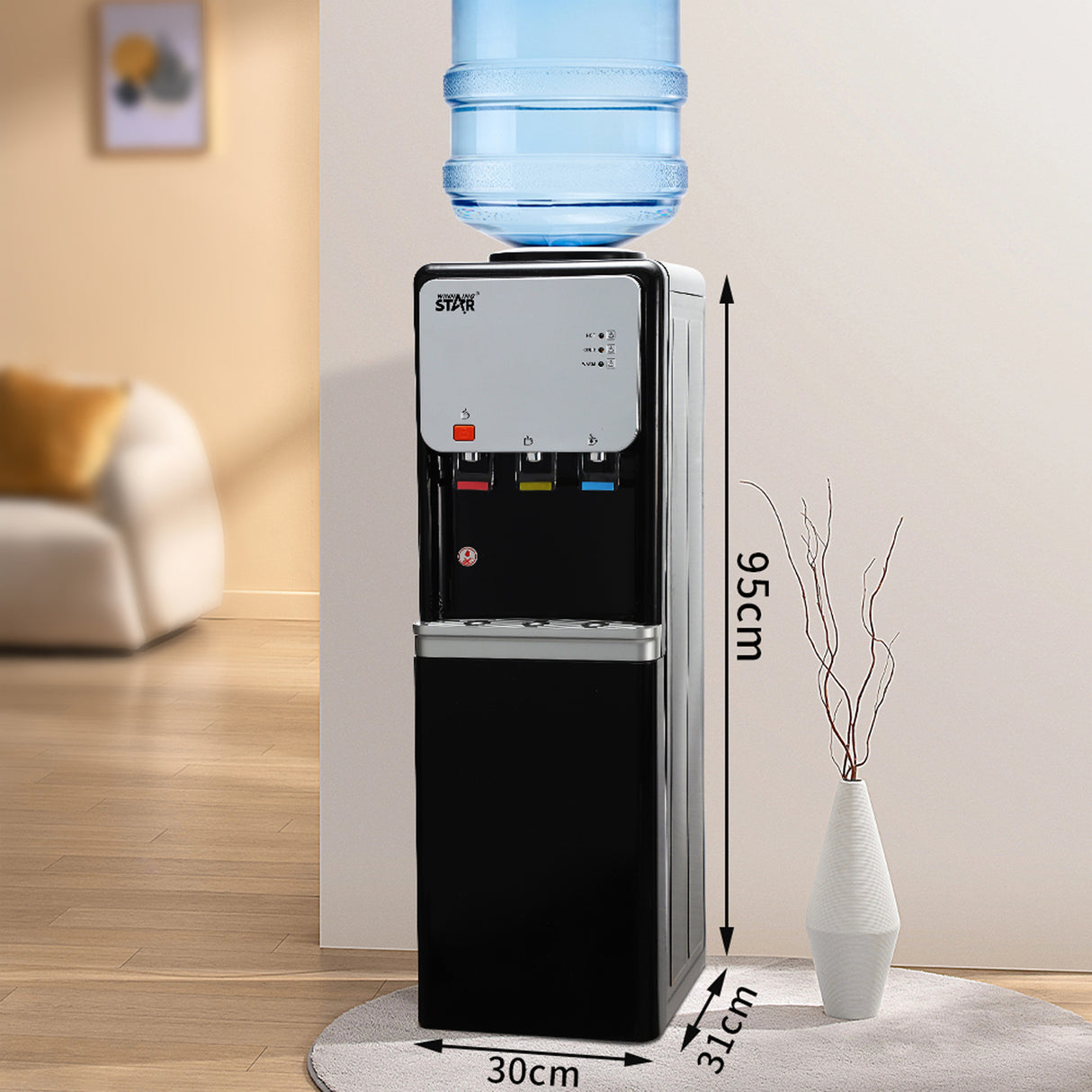 Multifunctional Electric Vertical Water Dispenser for instant Hot, Cold & Ambient water With Cold Storage Functions by Winning Star