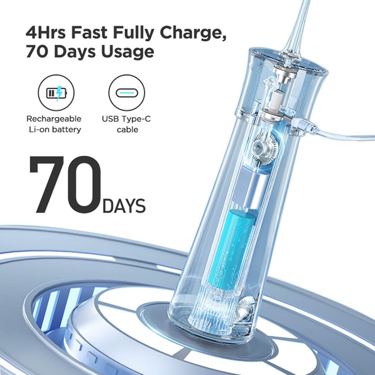 F30 Cordless Water Flosser, Portable Oral Irrigator with 5 Cleaning Modes, 6 Nozzles, USB-C Charging by Bitvae