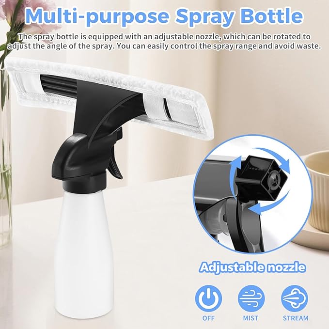 Cordless Window Vacuum Cleaner with 2200mAh Rechargeable Battery, 28cm Electric Squeegee and Spray Bottle