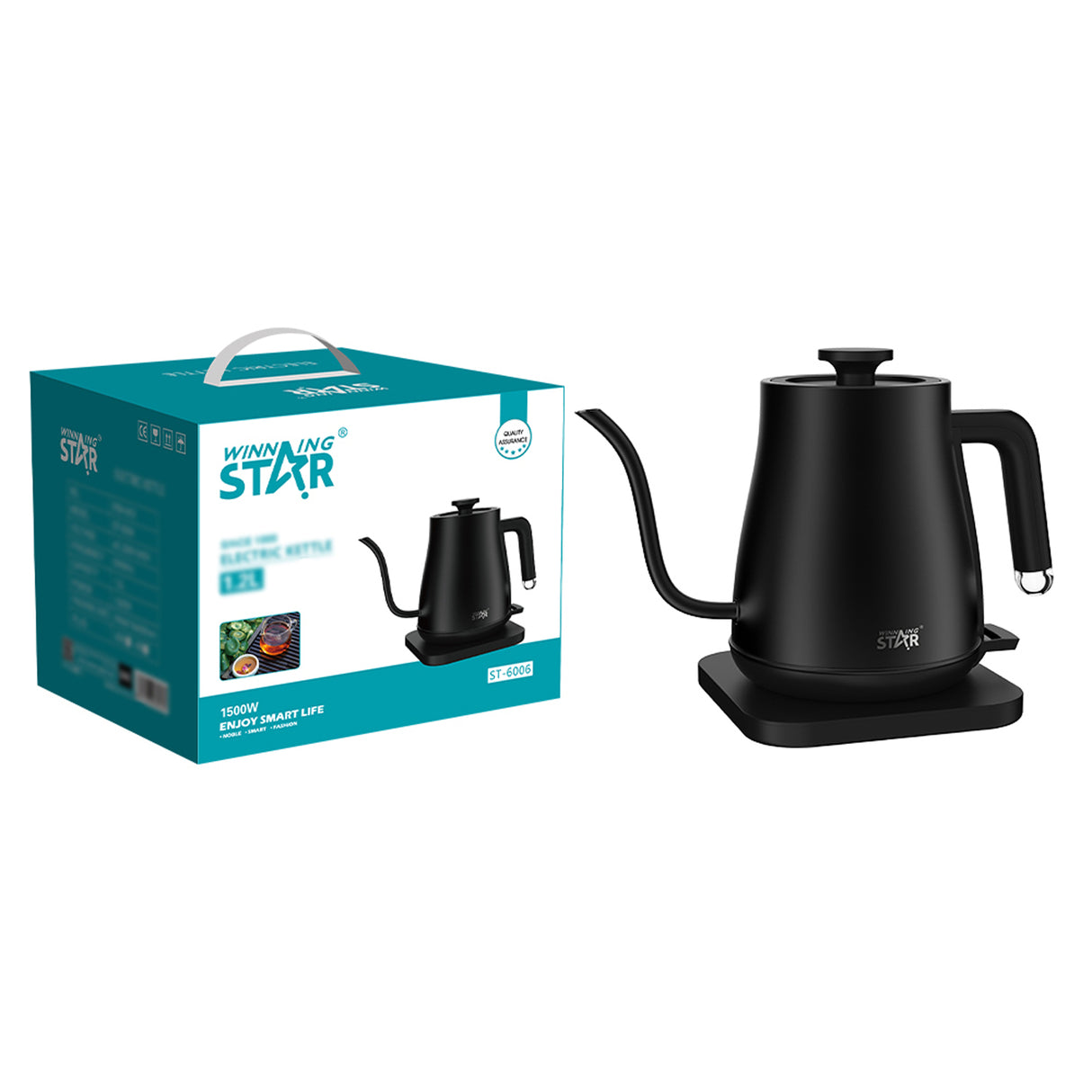 Fast Boiling Electric Kettle 1.2L, 1500W for Boiling Water, Tea, Coffee (ST-6006 ) by Winning Star | Electric Kettle | SASKA Trading