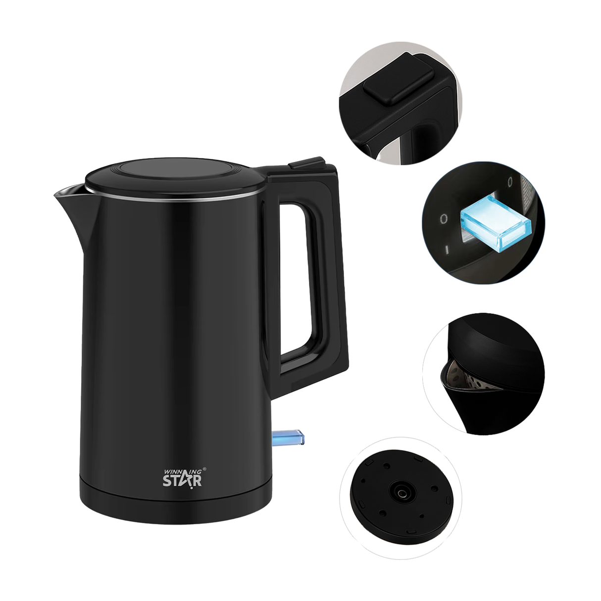 Stainless Steel Electric Kettle 1.7L (ST-6023) By Winning Star | Electric Kettle | SASKA Trading