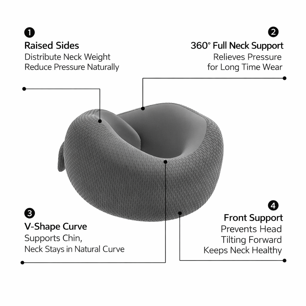 360° Ergonomic Neck Pillow – Adjustable Travel Neck Support Memory Foam by Yoyorelax