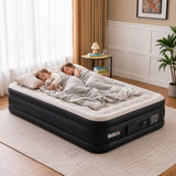 Raised Inflatable Air Mattress with Lithium Battery Pump, Removable Camping Light, Soft Flocked Top, Portable Guest Bed for Home, Travel and Outdoor Use by Brix