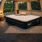 Raised Inflatable Air Mattress with Lithium Battery Pump, Removable Camping Light, Soft Flocked Top, Portable Guest Bed for Home, Travel and Outdoor Use by Brix