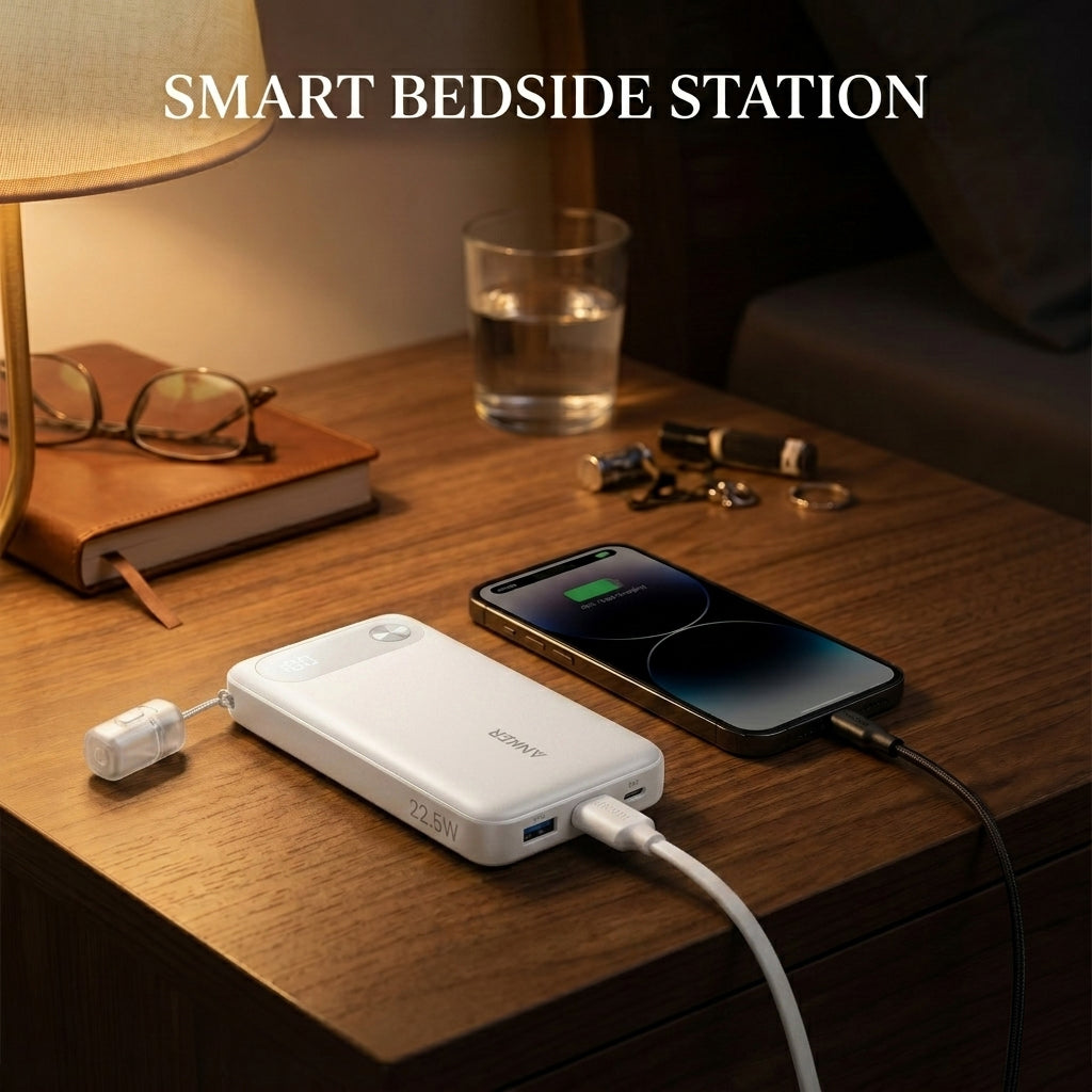 10000MAH Power Bank Fast Charging 22.5W with USB C Lanyard Cable by ANKER