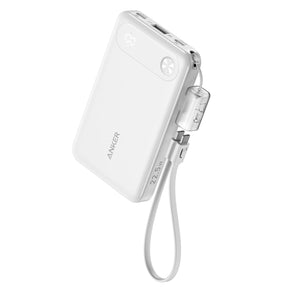 10000MAH Power Bank Fast Charging 22.5W with USB C Lanyard Cable - saska.ae - saska