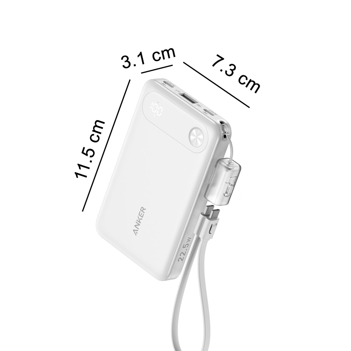 10000MAH Power Bank Fast Charging 22.5W with USB C Lanyard Cable by ANKER