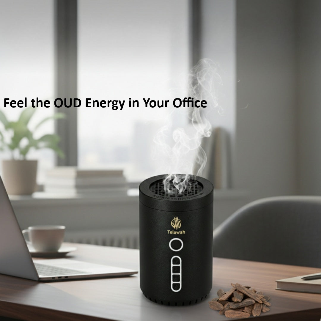 Smart OUD Bakhoor Incense Burner with Full Quran Audio MP3 Player Translation and Tafseer Rechargeable Quran Speaker by Telawah