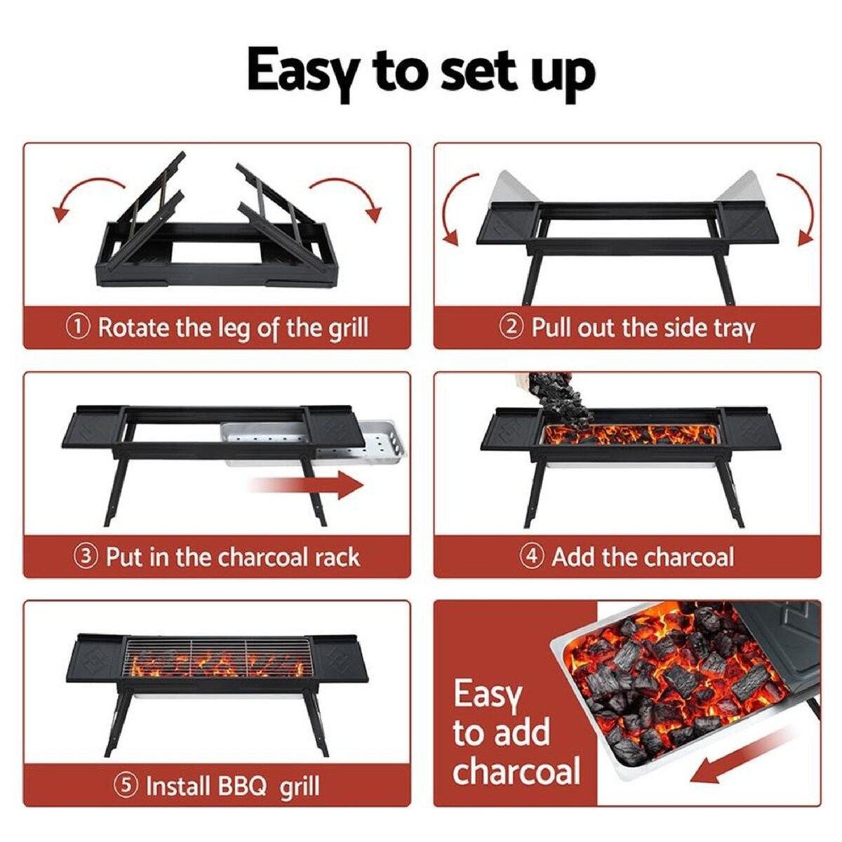Portable Charcoal BBQ Grill – Compact, Foldable and Perfect for Picnics and Camping.