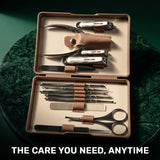13-in-1 Manicure Kit – Stainless Steel Nail Care & Grooming Set with Storage Case by Green Lion