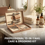 13-in-1 Manicure Kit – Stainless Steel Nail Care & Grooming Set with Storage Case by Green Lion