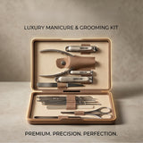 13-in-1 Manicure Kit – Stainless Steel Nail Care & Grooming Set with Storage Case by Green Lion