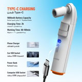 دش وبيديه محمول 2 في 1  مع فوهات قابلة للفصل – قابل للشحن ومقاوم للماء من Porodo