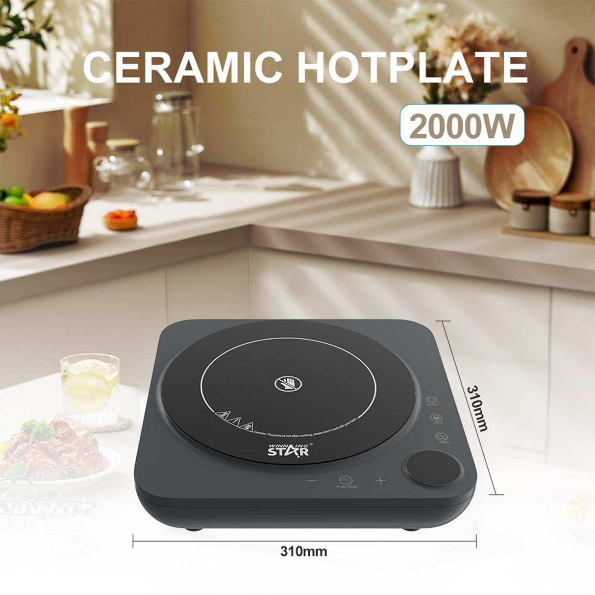 2000W Ceramic Hot Plate ST-9677 Electric Cooker with Touch Control from Winning Star