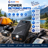 باور بانك محمول بسعة 22500mAh وقدرة تشغيل 150W وذروة 300W وشحن سريع ثنائي الاتجاه 65W و4 منافذ ومصباح LED SOS من Blue Fire