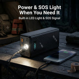باور بانك محمول بسعة 22500mAh وقدرة تشغيل 150W وذروة 300W وشحن سريع ثنائي الاتجاه 65W و4 منافذ ومصباح LED SOS من Blue Fire