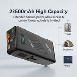 باور بانك محمول بسعة 22500mAh وقدرة تشغيل 150W وذروة 300W وشحن سريع ثنائي الاتجاه 65W و4 منافذ ومصباح LED SOS من Blue Fire