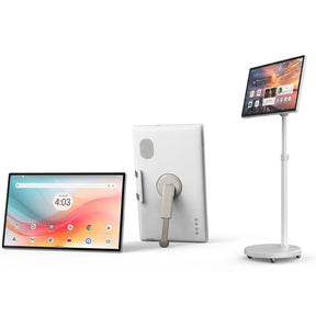 24.5 Inch Portable Smart Touch Screen TV Movable Wireless Android Display Rolling Stand Rechargeable Battery HD Camera Dual Speakers by Saska - Saska.ae