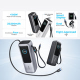 25000mAh Power Bank With 165W Fast Multi-Device USB-C Charging and Built-In Retractable Cables for Smart devices by Anker