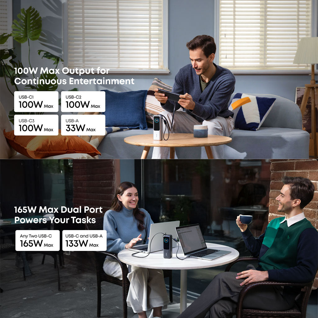 25000mAh Power Bank With 165W Fast Multi-Device USB-C Charging and Built-In Retractable Cables for Smart devices by Anker