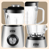 2-in-1 Blender & Grinder – 1.5L Glass Blender with Grinding Cup, 350W Copper Motor & 6 Stainless Steel Blades by Winning Star