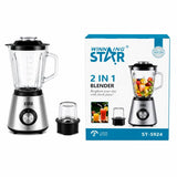 2-in-1 Blender & Grinder – 1.5L Glass Blender with Grinding Cup, 350W Copper Motor & 6 Stainless Steel Blades by Winning Star