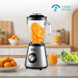 2-in-1 Blender & Grinder – 1.5L Glass Blender with Grinding Cup, 350W Copper Motor & 6 Stainless Steel Blades by Winning Star
