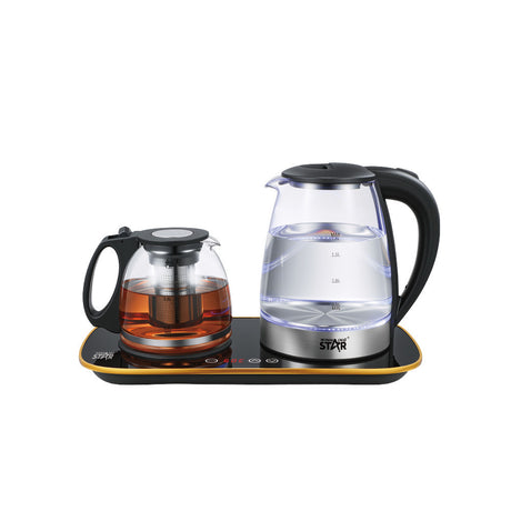 2-in-1 Electric Kettle & Glass Tea Maker Set ST-6053 by Winning Star, 1.8L Glass Water Kettle + 1.2L Tea Pot with Tea Infuser, Touch Control & Temperature Presets saska.ae saska uae dubai 