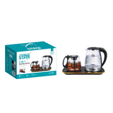 2-in-1 Electric Kettle & Glass Tea Maker Set, 1.8L Glass Water Kettle + 1.2L Tea Pot with Tea Infuser, Touch Control & Temperature Presets by Winning Star
