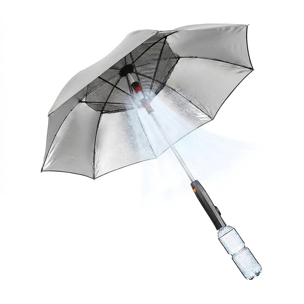 3-in-1 Cooling Sun Umbrella with Built-in Fan & Mist Sprayer