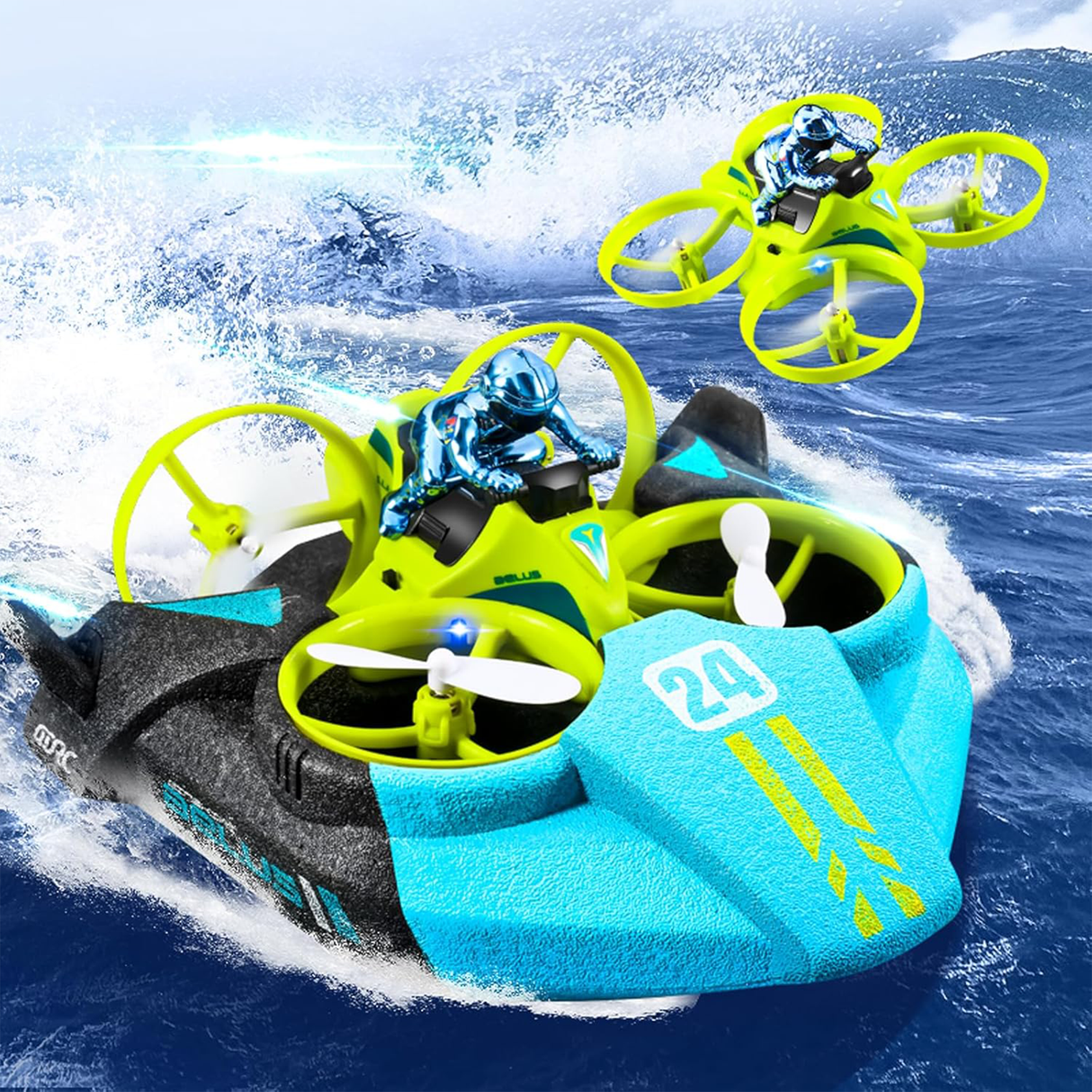 3-in-1 RC Hovercraft Boat Drone Race Car Toy