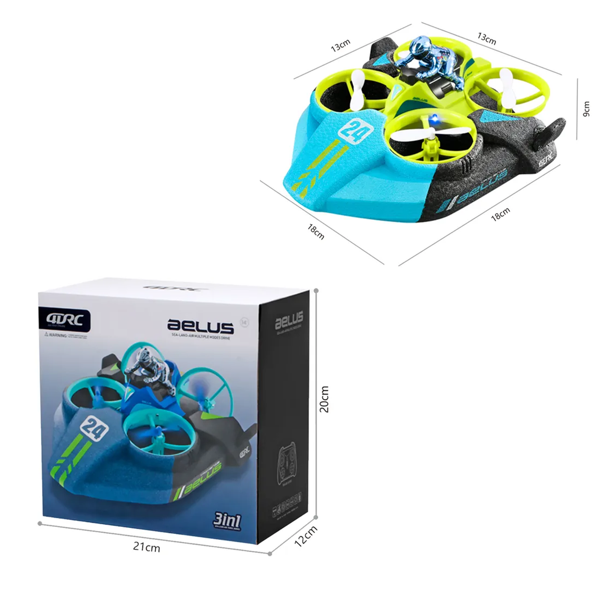 3-in-1 RC Hovercraft Boat Drone Race Car Toy