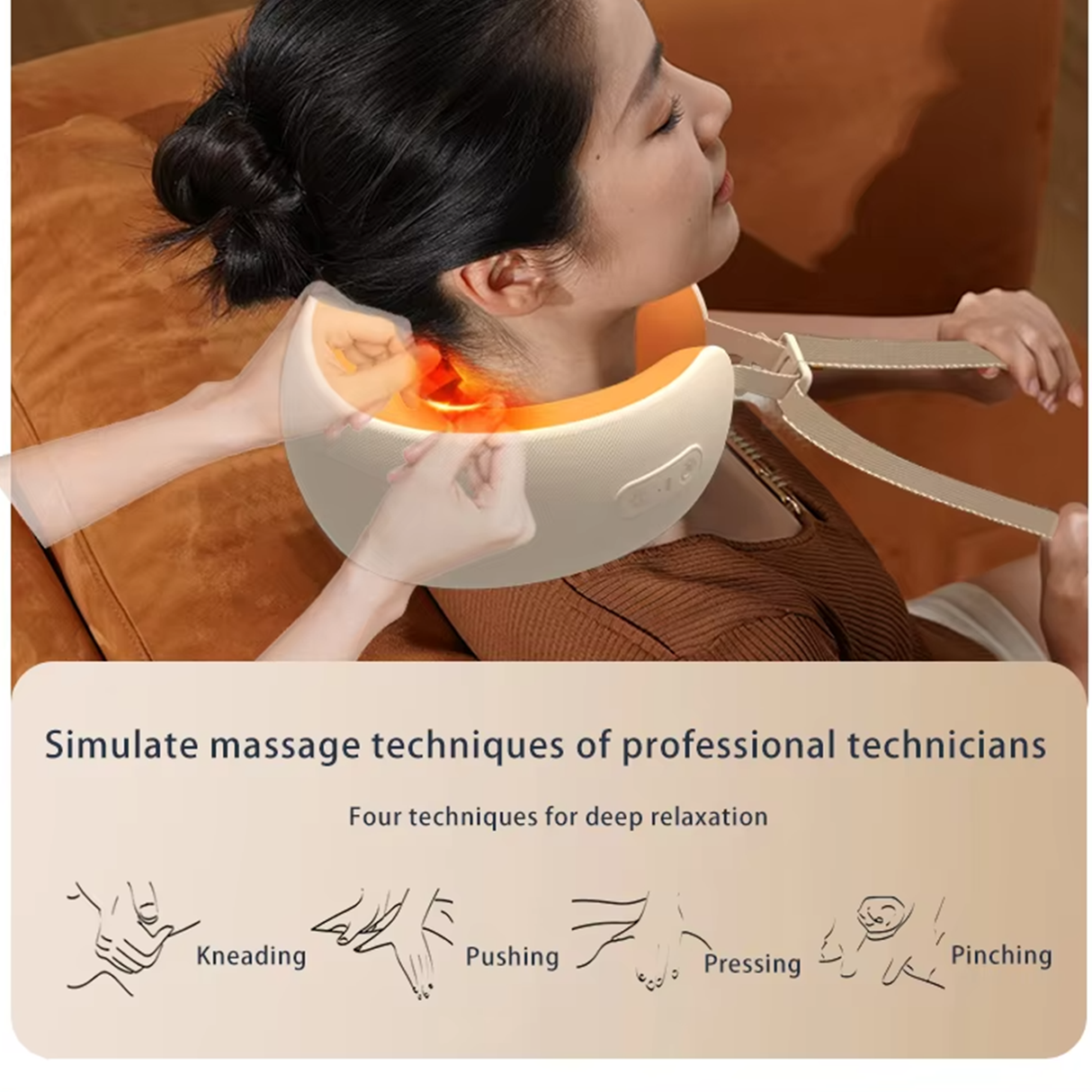 3D Kneading Electric Neck Massager with Heat & Vibration – Portable Deep Tissue Relaxation for Neck Pain Relief