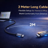 كابل USB-C إلى HDMI بدقة 4K بطول 2 متر، كابل عرض مقاوم للتشابك مع وضع النسخ والتمديد من Green Lion