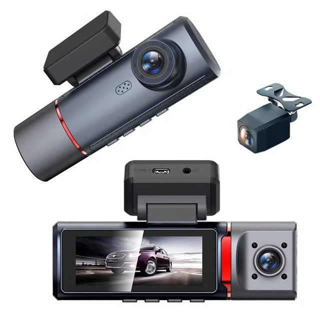 4K Ultra HD Dual Lens Dash Camera DVR with WDR Night Vision, G-Sensor and Loop Recording by Saska-saska.ae
